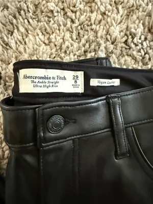 Abercrombie & Fitch Faux Leather High Rise Ankle Straight Pants thumbnail 3