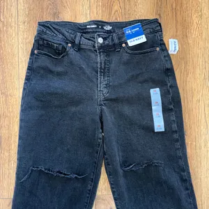 NEW Old Navy OG Loose High Rise Black‎ Raw Hem Straight Leg Jeans Womens 10 thumbnail 10