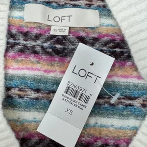 NWT LOFT Fair Isle V-Neck Cardigan Sweater Women's XS Multi Knit Button Front‎ thumbnail 7