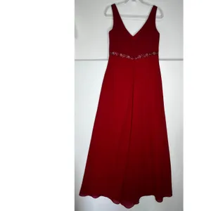 1990s Y2K Michaelangelo Red Beaded Chiffon Evening Gown size 8 thumbnail 5