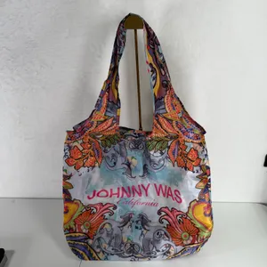 Johnny Was Tote Bag Multicolor Reusable Paisley Floral Elephant Foldable Boho thumbnail 2