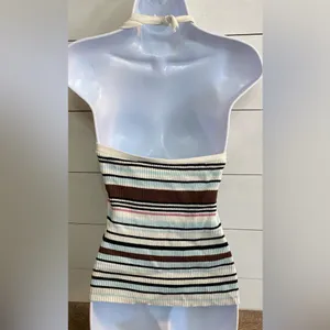 Abercrombie & Fitch Women’s Sz XL Striped Ribbed Halter Sweater Vest thumbnail 6