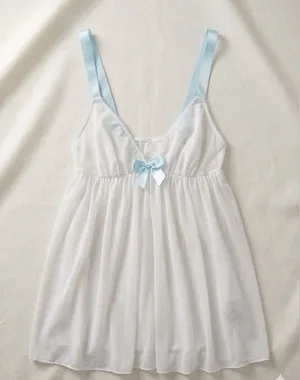 GILLIGAN & O'MALLEY Vintage Soft Girl White Mesh Babydoll Chemise Top thumbnail 1