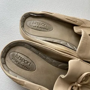 Lizsport women’s tan leather boat slip‎ on mules loafers shoes size 7 thumbnail 7