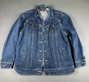 Vintage Lee Trucker Jacket Womens 11/12 Blue Denim Trucker USA‎ Union Made thumbnail 1
