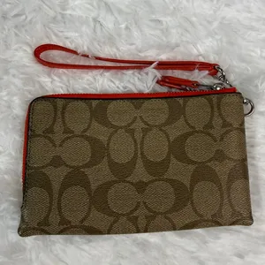 COACH Brown Signature Coated Canvas Wristlet thumbnail 2