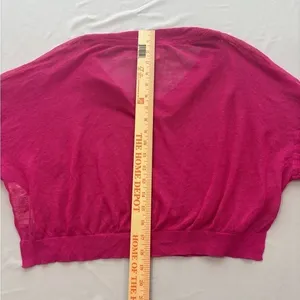 Maeve Anthropologie Magenta Pink‎ V-Neck Sheer Knit Dolman Top XS thumbnail 7