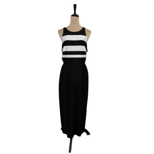Lauren Ralph Lauren Black White Stripe Cut-Out wedding guest Maxi Dress Size 14 thumbnail 2
