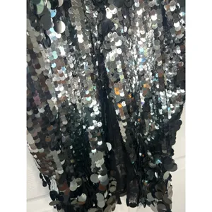 Zara Silver Black Large Paillette Sequin Pencil Midi Skirt Party Glam Size XL thumbnail 5