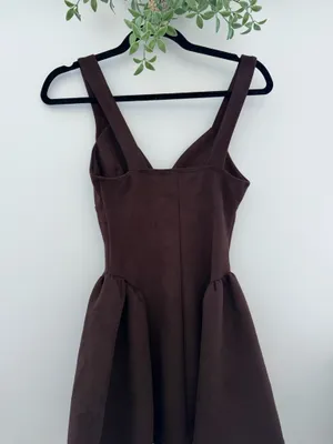 Espresso Brown Faux Suede Sleeveless Homecoming Mini Dress thumbnail 5