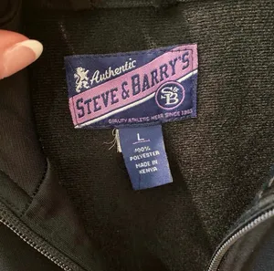 Steve & Barry's Retro Black Track Jacket White L Blue Athletic Zip Up Warm Up thumbnail 5