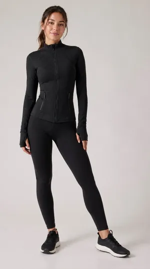 Black Women's Running Jacket with Thumb Holes Size 8 thumbnail 1