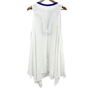 For Cynthia Swimsuit Cover Up Womens Medium Embroidered Shark Bite‎ White Beachy thumbnail 2