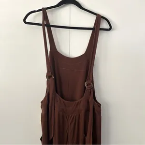 Free People Beach Wide Leg Overalls With Waist Tie Chocolate Brown NWT thumbnail 7
