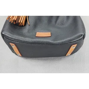 Dooney & Bourke Black Tan Pebbled Leather Patterson Paige Shoulder Hobo‎ Bag thumbnail 3