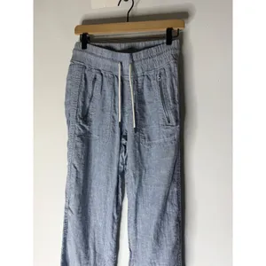 Athleta Cabo Linen Blue Wide Leg Jogger Mid- Rise Size 2‎ thumbnail 3