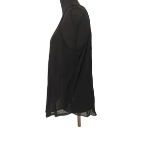 A. Byer Y2K Going Out Top Sheer Black Chiffon Layered Tunic Tank w Necklace Sz L thumbnail 3