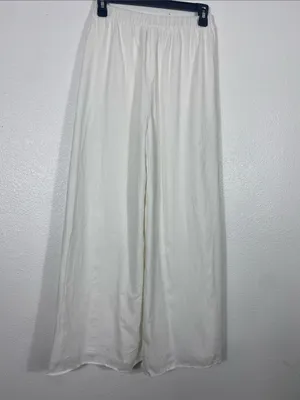 Show Me Your MuMu White Wide-Leg Linen-Blend Pants 100% Rayon Size XS thumbnail 6