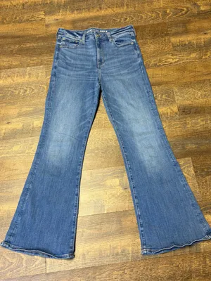 American Eagle Super High Rise Flare Jeans Womens 10 Next Level Stretch Denim thumbnail 1