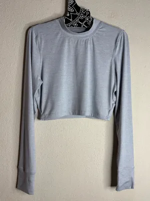 Vuori Long Sleeve Lux Crop Tee heather gray size large thumbnail 2