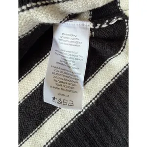 DKNY Womens Quarter‎ Zip Striped Pullover Sweater Black White Large NWT thumbnail 5