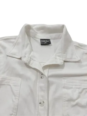 32 Degrees Heat White Soft Brushed Knit Button Down Shirt Pockets Medium Women's thumbnail 2