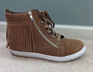 Brown High Top Fringe Sneakers thumbnail 1
