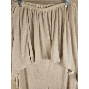 NWT Free People Beach Womens Oatmeal Wide Leg Linen Blend Halter Jumpsuit Large thumbnail 3