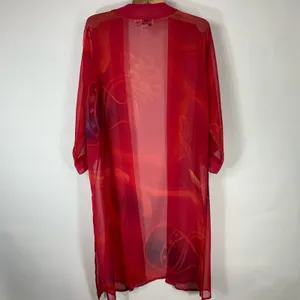 Pink Sheer Swim Coverup Caftan Art To Wear Boho Glam Sz Medium thumbnail 6