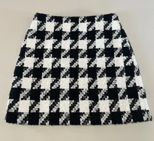 LOFT Skirt Black White Houndstooth Fully Lined Mini Size 4 thumbnail 1