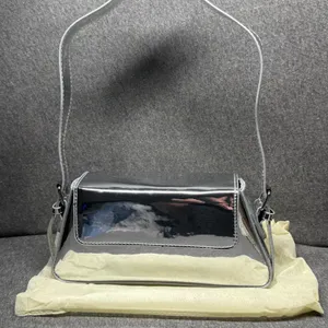 Y2K Style Metallic Shoulder Bag Mirror‎ Chrome 2000s Aesthetic Silver Small thumbnail 2