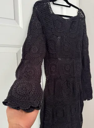 Anthropologie Bohemian Crochet Knit Midi Dress, Size S thumbnail 7
