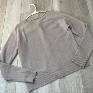 Minimalist Cashmere Cardigan crop button womens Beige (large) basic soft comfy Gray thumbnail 4