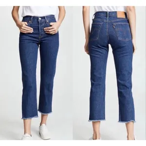 Levi’s wedgie straight high rise button fly raw hem jean size 24 thumbnail 2