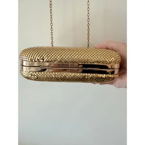 Lulus Clutch Bag Women's Gold Detachable Crossbody Chain Strap Clasp Closure thumbnail 2