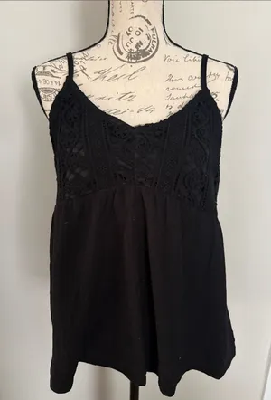 Maurices -Large- Black Crochet Bust Cami Tank thumbnail 1