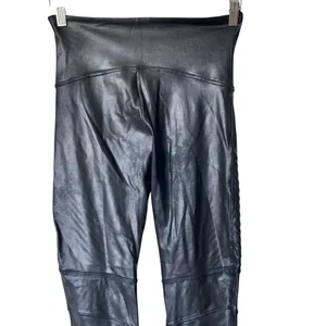 Spanx XL Black Faux Leather Moto shaping slimming Leggings Pull On Pants thumbnail 5