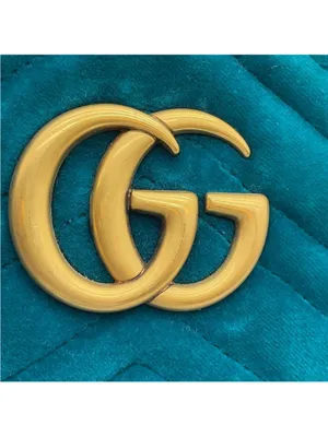 Gucci Teal Quilted Velvet GG Marmont Crossbody Bag thumbnail 4