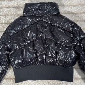 Stoosh Jacket Womens Medium Black Glossy Bubble Coat Cropped Shiny Puffer New thumbnail 8