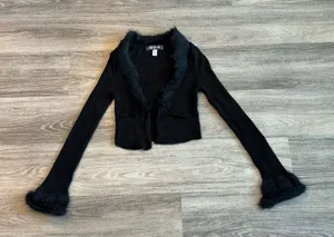 Urban Outfitters Faux Fur Trim Tie-Front Cardigan thumbnail 1