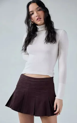 NWT Motel Rocks Sejuani Cord Mini Skirt In Bitter Chocolate Brown Large thumbnail 1