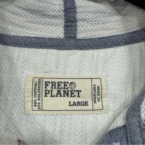 Free Planet Aztec Baja Pullover Hoodie Cream Blue Coral Hippie Boho Grunge Large thumbnail 10