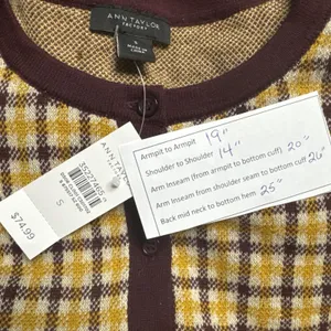 Ann Taylor Plaid Long Sleeve Cardigan S Academia Preppy Fall Vtg Retro Office thumbnail 8