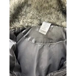 Womens Silver‎ Puffer Jacket Coat Faux Fur Trim Hooded Winter Cabincore Large thumbnail 11