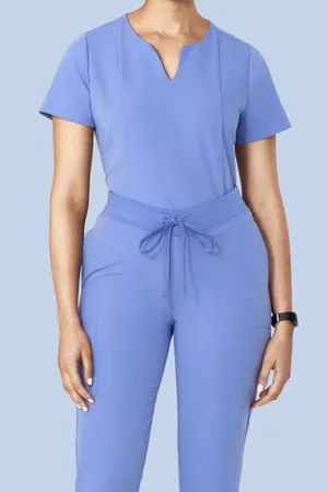 Mandala Scrubs NWOT 5 Pocket Notch Neck Top (French Blue) thumbnail 1