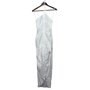 NWT Rumer Estelle Sleeveless Strappy Halter Maxi Dress Front Cutout L White thumbnail 2