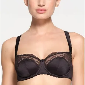 Skims Stretch Satin Lace Unlined Balconette Bra Onyx Size 44DD thumbnail 11