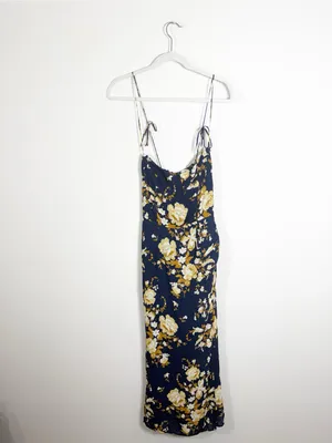 Reformation Kourtney Dress Navy Blue Floral Size 4 thumbnail 4