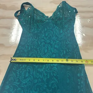 Vintage Victoria’s Secret Emerald Green Lace Sequin Midi Slip‎ Large thumbnail 12