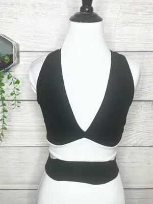 Vintage Y2K Black & White Sleeveless Cutout Crop Top Size XS thumbnail 2